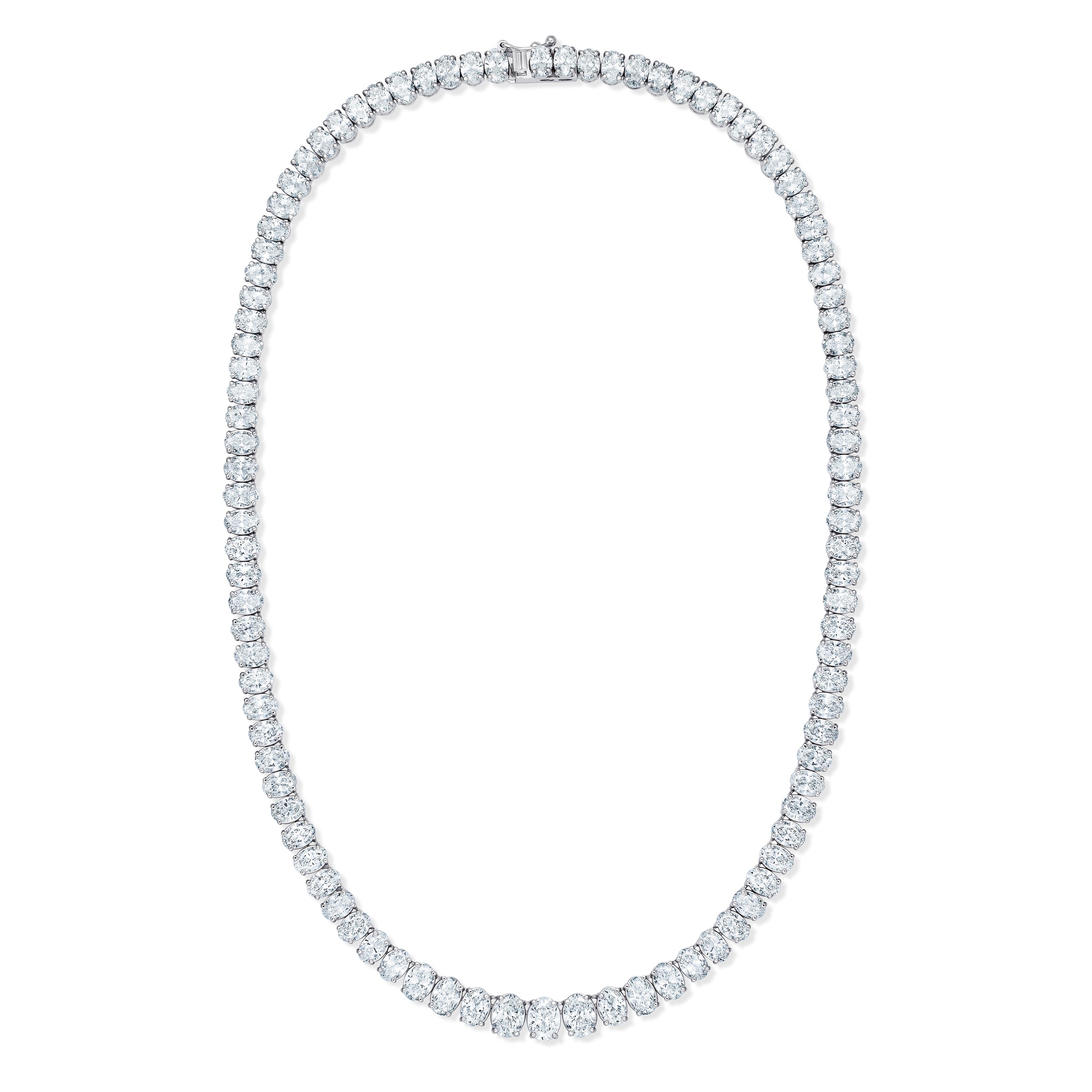LUXE 33.00ct Lab Diamond Necklace with IGI Certified Oval-Cut Diamonds in 18K White Gold